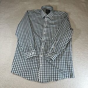 Stafford Travel Easy Care Dress Shirt 16.5 32/33 Check Broadcloth Regular Fit